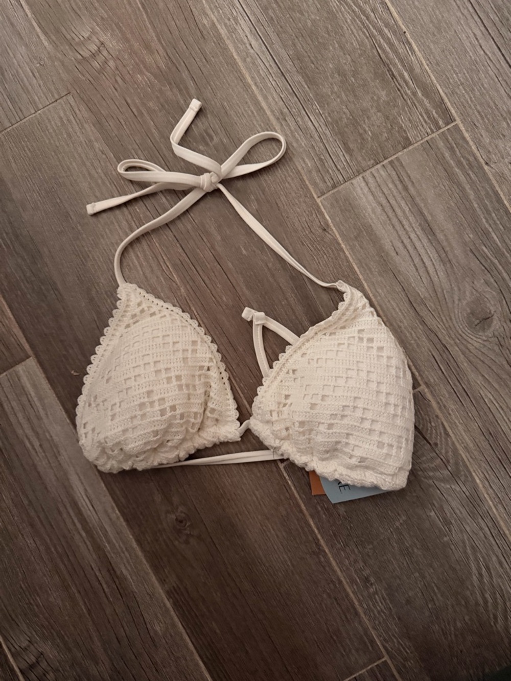 Shade & Shore Cream Crochet Triangle Bandeau